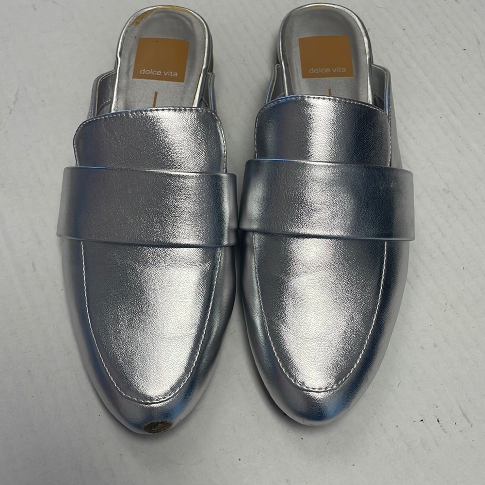 Dolce Vita silver slides